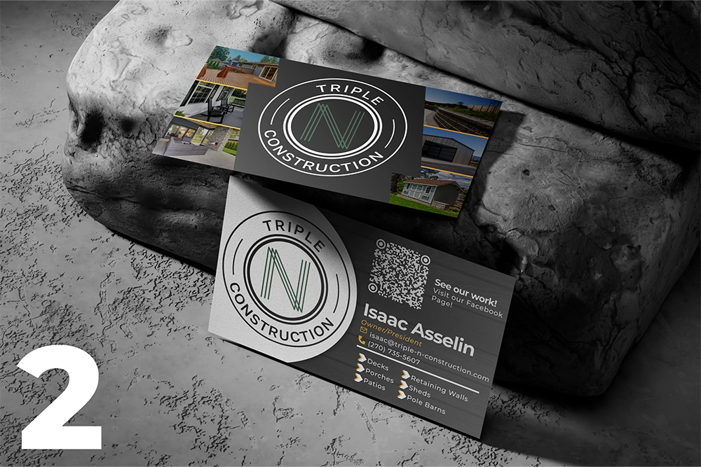Triple N Construction business card design mockup.