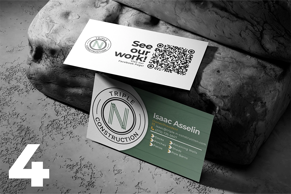 Triple N Construction business card design mockup.