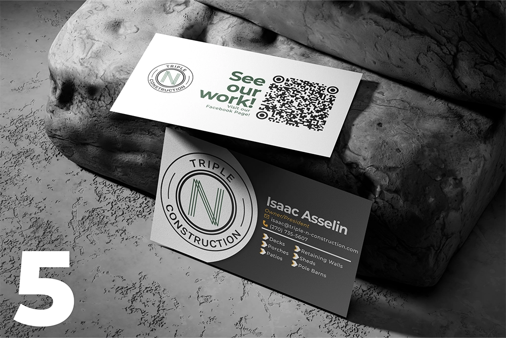 Triple N Construction business card design mockup.