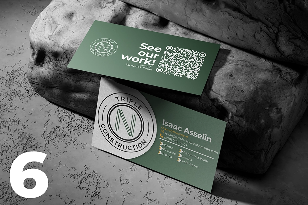 Triple N Construction business card design mockup.