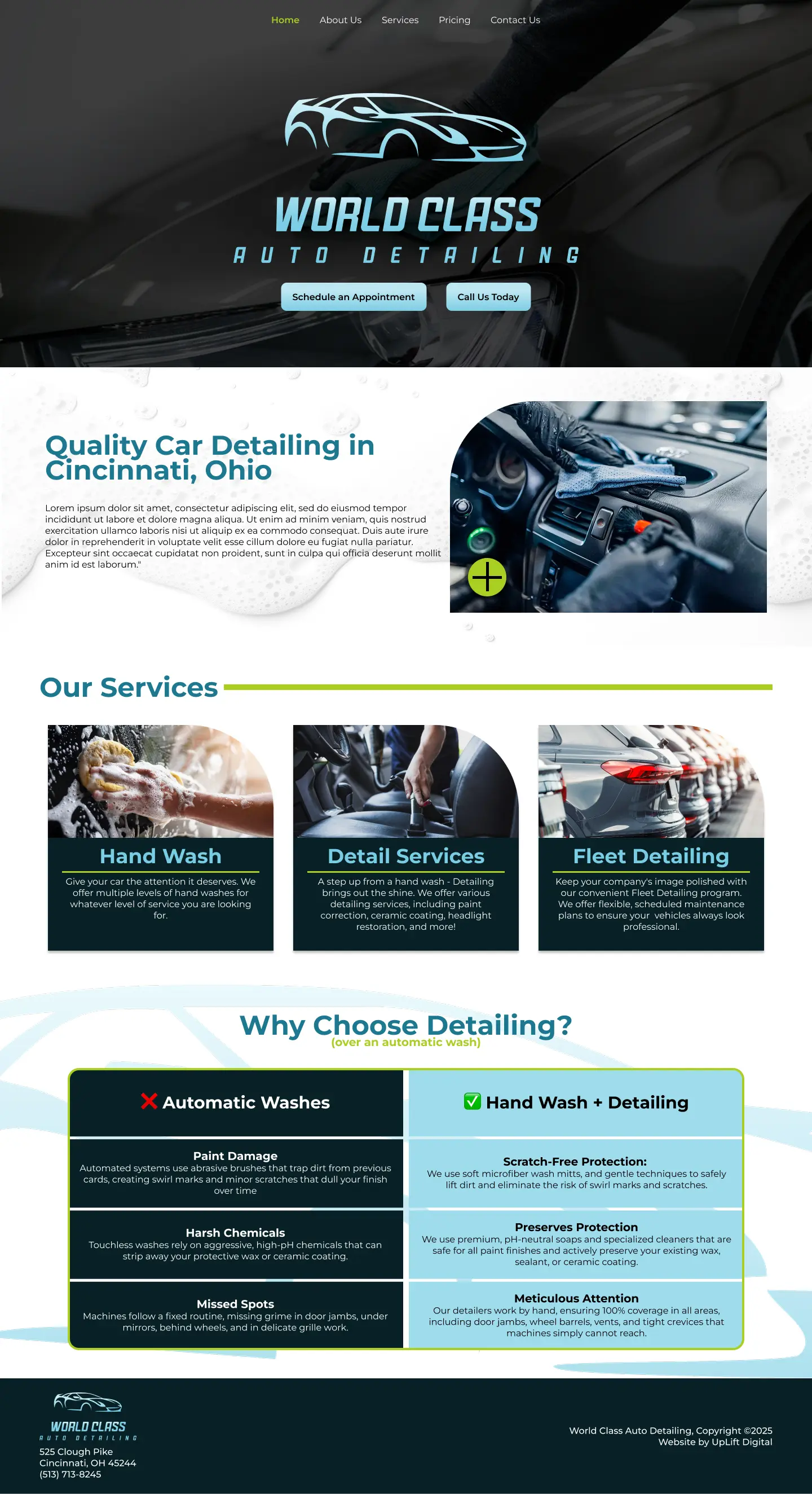 World Class Detailing website project by UpLift Digital.